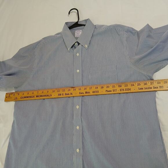 Brooks Brothers 17-35 CLASSIC blue/white cotton stripe LS button down shirt - Picture 9 of 12